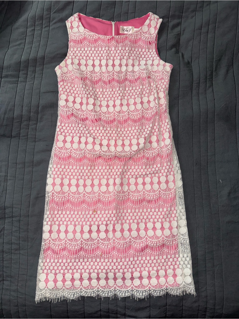 Eliza J Pink & White Lace Midi Shift Dress